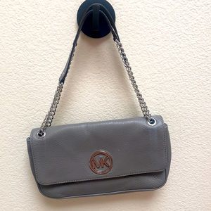 Michael Kors gray leather shoulder purse